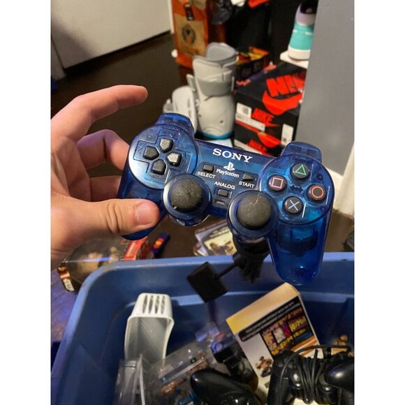 Sony PlayStation 2 PS2 Ocean Blue Clear Controller DualShock OEM SCPH-10010 - Picture 2 of 2